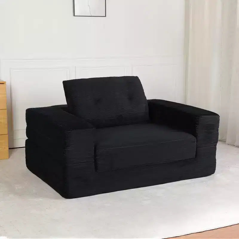 Whisen Convertible Sofa, Compression Human Dog Sofa Bed, Modern Corduroy Floor Couch With Pillow, No Assembly Required