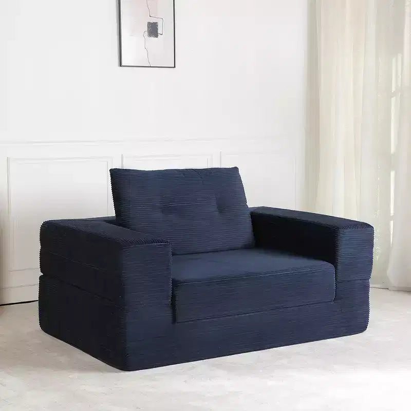 Whisen Convertible Sofa, Compression Human Dog Sofa Bed, Modern Corduroy Floor Couch With Pillow, No Assembly Required