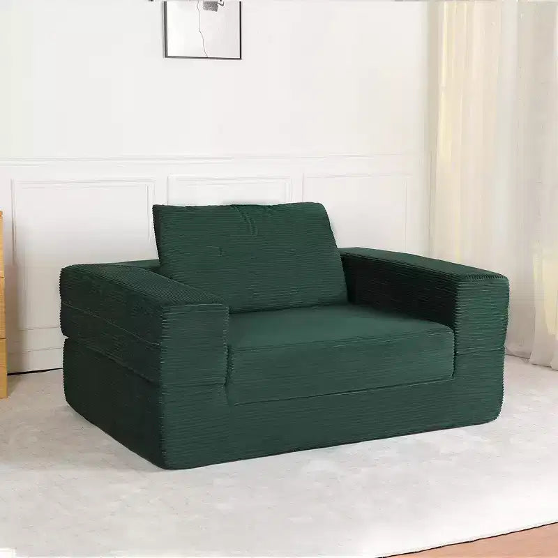 Whisen Convertible Sofa, Compression Human Dog Sofa Bed, Modern Corduroy Floor Couch With Pillow, No Assembly Required