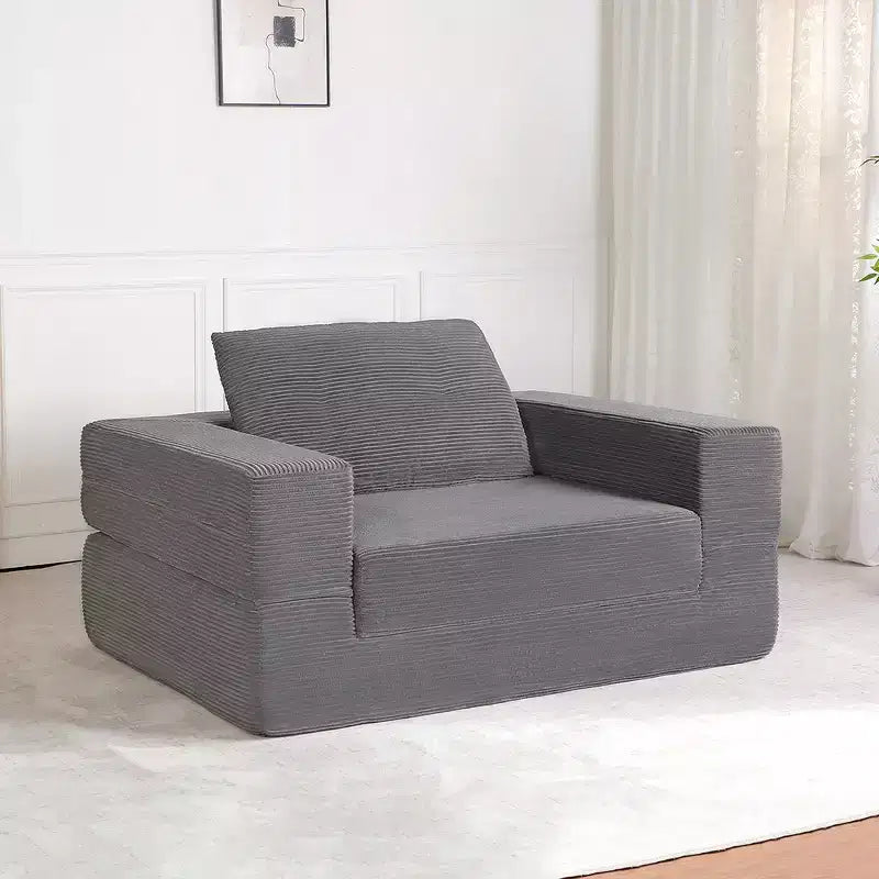 Whisen Convertible Sofa, Compression Human Dog Sofa Bed, Modern Corduroy Floor Couch With Pillow, No Assembly Required