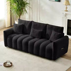 MAYEERTY 78 inch Premium Teddy Fabric Sofa with 3 Back Pillows and 3 Back Cushions Solid Wood Frame 3 Seat Sofa with Oversized Upholstered Chair