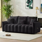 MAYEERTY 78 inch Premium Teddy Fabric Sofa with 3 Back Pillows and 3 Back Cushions Solid Wood Frame 3 Seat Sofa with Oversized Upholstered Chair