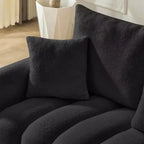 MAYEERTY 78 inch Premium Teddy Fabric Sofa with 3 Back Pillows and 3 Back Cushions Solid Wood Frame 3 Seat Sofa with Oversized Upholstered Chair