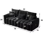 MAYEERTY 78 inch Premium Teddy Fabric Sofa with 3 Back Pillows and 3 Back Cushions Solid Wood Frame 3 Seat Sofa with Oversized Upholstered Chair