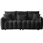 MAYEERTY 78 inch Premium Teddy Fabric Sofa with 3 Back Pillows and 3 Back Cushions Solid Wood Frame 3 Seat Sofa with Oversized Upholstered Chair