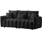 MAYEERTY 78 inch Premium Teddy Fabric Sofa with 3 Back Pillows and 3 Back Cushions Solid Wood Frame 3 Seat Sofa with Oversized Upholstered Chair