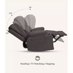 Oversize 27 Recliner Chair, Single PU Leather Sofa with Side Pocket, Chaise Lounge Reclining Seat with 2 Cup Holders for Living Room, Bedroom