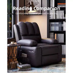 Oversize 27 Recliner Chair, Single PU Leather Sofa with Side Pocket, Chaise Lounge Reclining Seat with 2 Cup Holders for Living Room, Bedroom