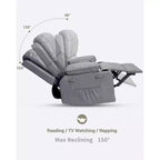 Oversize 27 Recliner Chair, Single PU Leather Sofa with Side Pocket, Chaise Lounge Reclining Seat with 2 Cup Holders for Living Room, Bedroom