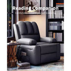 Oversize 27 Recliner Chair, Single PU Leather Sofa with Side Pocket, Chaise Lounge Reclining Seat with 2 Cup Holders for Living Room, Bedroom