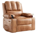 Oversize 27 Recliner Chair, Single PU Leather Sofa with Side Pocket, Chaise Lounge Reclining Seat with 2 Cup Holders for Living Room, Bedroom