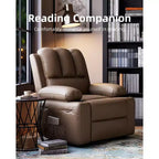 Oversize 27 Recliner Chair, Single PU Leather Sofa with Side Pocket, Chaise Lounge Reclining Seat with 2 Cup Holders for Living Room, Bedroom
