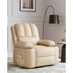 Oversize 27 Recliner Chair, Single PU Leather Sofa with Side Pocket, Chaise Lounge Reclining Seat with 2 Cup Holders for Living Room, Bedroom