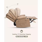 Oversize 27 Recliner Chair, Single PU Leather Sofa with Side Pocket, Chaise Lounge Reclining Seat with 2 Cup Holders for Living Room, Bedroom