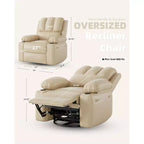 Oversize 27 Recliner Chair, Single PU Leather Sofa with Side Pocket, Chaise Lounge Reclining Seat with 2 Cup Holders for Living Room, Bedroom