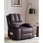 Oversize 27 Recliner Chair, Single PU Leather Sofa with Side Pocket, Chaise Lounge Reclining Seat with 2 Cup Holders for Living Room, Bedroom