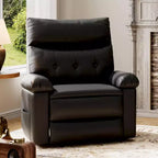 Oversized Recliner Chair - PU Leather Manual Recliner for Adults, Comfy Reclining Chair with Overstuffed Arms and Back, Side Pocket, Single Sofa
