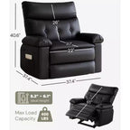 Oversized Recliner Chair - PU Leather Manual Recliner for Adults, Comfy Reclining Chair with Overstuffed Arms and Back, Side Pocket, Single Sofa