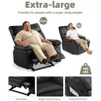 Oversized Recliner Chair - PU Leather Manual Recliner for Adults, Comfy Reclining Chair with Overstuffed Arms and Back, Side Pocket, Single Sofa