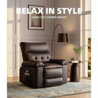 Oversized Recliner Chair - PU Leather Manual Recliner for Adults, Comfy Reclining Chair with Overstuffed Arms and Back, Side Pocket, Single Sofa