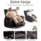 Oversized Recliner Chair - PU Leather Manual Recliner for Adults, Comfy Reclining Chair with Overstuffed Arms and Back, Side Pocket, Single Sofa