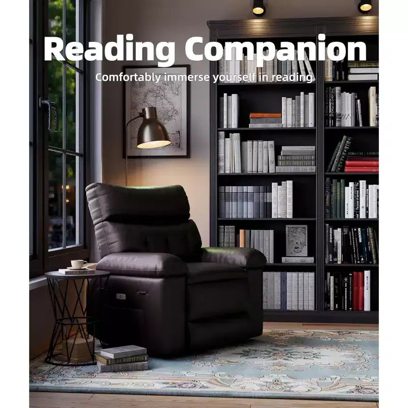 Oversized Recliner Chair - PU Leather Manual Recliner for Adults, Comfy Reclining Chair with Overstuffed Arms and Back, Side Pocket, Single Sofa