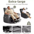Oversized Recliner Chair - PU Leather Manual Recliner for Adults, Comfy Reclining Chair with Overstuffed Arms and Back, Side Pocket, Single Sofa