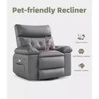 Oversized Recliner Chair - PU Leather Manual Recliner for Adults, Comfy Reclining Chair with Overstuffed Arms and Back, Side Pocket, Single Sofa
