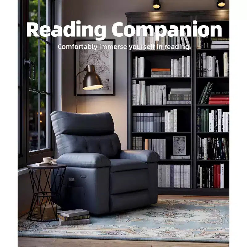 Oversized Recliner Chair - PU Leather Manual Recliner for Adults, Comfy Reclining Chair with Overstuffed Arms and Back, Side Pocket, Single Sofa