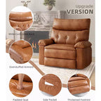 Oversized Recliner Chair - PU Leather Manual Recliner for Adults, Comfy Reclining Chair with Overstuffed Arms and Back, Side Pocket, Single Sofa