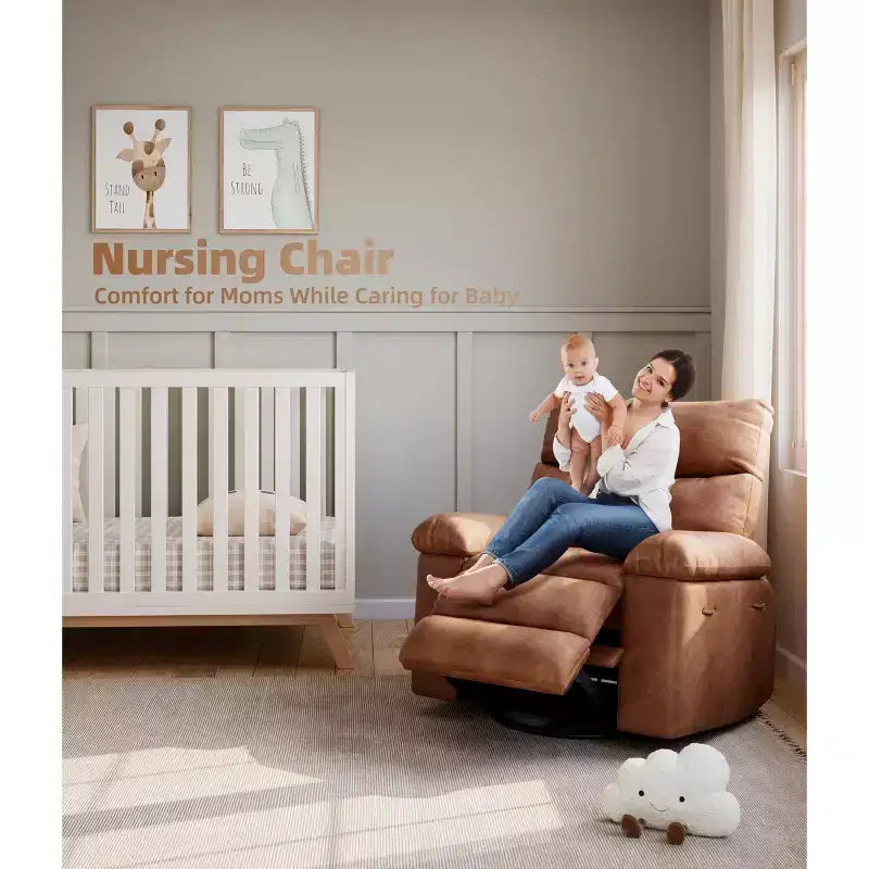 Oversized Recliner Chair - PU Leather Manual Recliner for Adults, Comfy Reclining Chair with Overstuffed Arms and Back, Side Pocket, Single Sofa