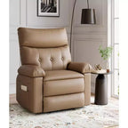 Oversized Recliner Chair - PU Leather Manual Recliner for Adults, Comfy Reclining Chair with Overstuffed Arms and Back, Side Pocket, Single Sofa
