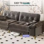 Whisen 104.7 Modern 4-Seat Cloud Sofa, Comfy Chenille Upholstered Couch with 2 Pillows, Wide Removable Armrests, Metal Legs