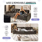 Whisen 104.7 Modern 4-Seat Cloud Sofa, Comfy Chenille Upholstered Couch with 2 Pillows, Wide Removable Armrests, Metal Legs