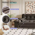 Whisen 104.7 Modern 4-Seat Cloud Sofa, Comfy Chenille Upholstered Couch with 2 Pillows, Wide Removable Armrests, Metal Legs