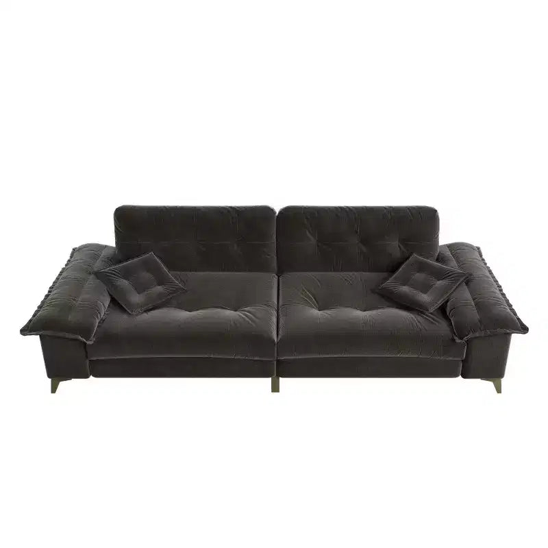 Whisen 104.7 Modern 4-Seat Cloud Sofa, Comfy Chenille Upholstered Couch with 2 Pillows, Wide Removable Armrests, Metal Legs