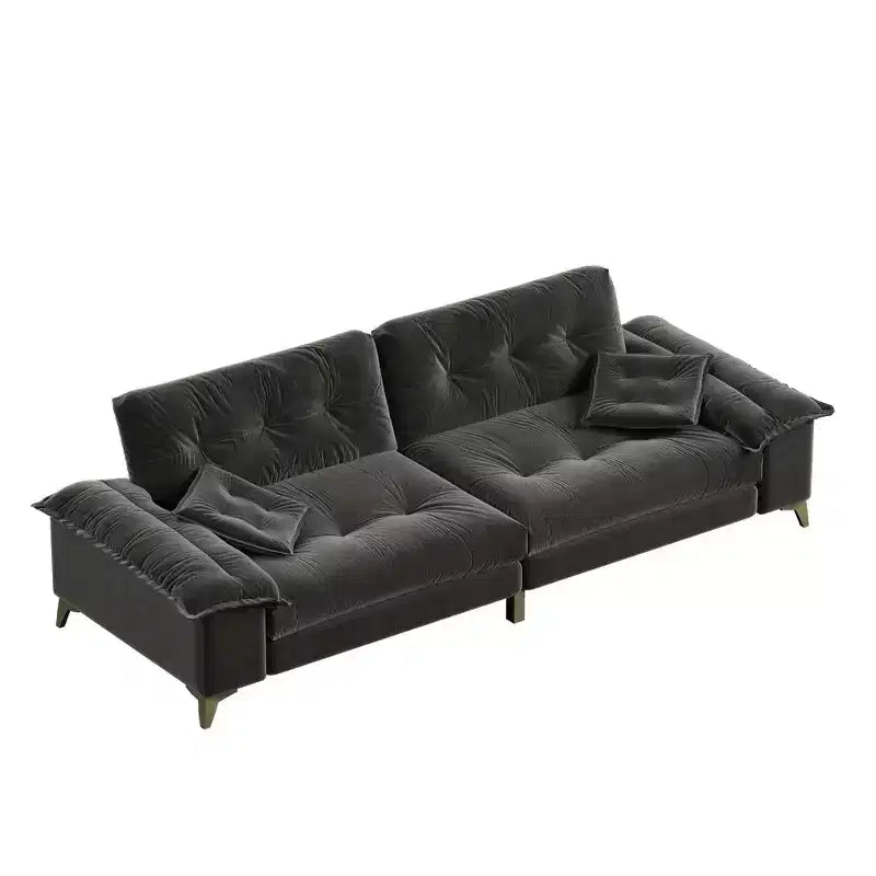 Whisen 104.7 Modern 4-Seat Cloud Sofa, Comfy Chenille Upholstered Couch with 2 Pillows, Wide Removable Armrests, Metal Legs