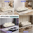 Whisen 104.7 Modern 4-Seat Cloud Sofa, Comfy Chenille Upholstered Couch with 2 Pillows, Wide Removable Armrests, Metal Legs