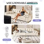 Whisen 104.7 Modern 4-Seat Cloud Sofa, Comfy Chenille Upholstered Couch with 2 Pillows, Wide Removable Armrests, Metal Legs