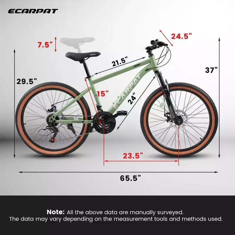 VTT roues 24 pouces, 21 vitesses pour homme et femme, vélo de ville/trail/VTT