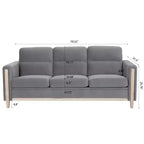 Modern Upholstered Sofa, 3-Seater Sofa with Side Pocket Wood Frame Mid-Century Modern Upholstered Loveseat for Living Room Bedroom Office Gray