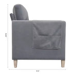 Modern Upholstered Sofa, 3-Seater Sofa with Side Pocket Wood Frame Mid-Century Modern Upholstered Loveseat for Living Room Bedroom Office Gray
