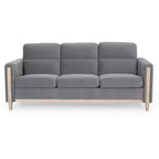 Modern Upholstered Sofa, 3-Seater Sofa with Side Pocket Wood Frame Mid-Century Modern Upholstered Loveseat for Living Room Bedroom Office Gray