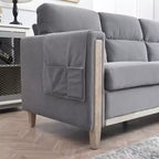 Modern Upholstered Sofa, 3-Seater Sofa with Side Pocket Wood Frame Mid-Century Modern Upholstered Loveseat for Living Room Bedroom Office Gray