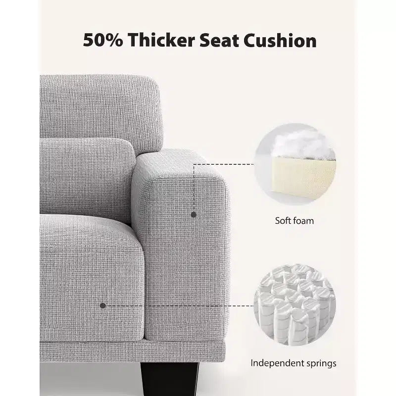 Causeuse moderne de 65 po avec sièges profonds et accoudoirs larges, causeuse pour salon, causeuse confortable avec capacité de poids maximale de 300 lb