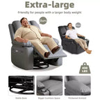 Oversized Recliner Chairs with Heat and Massage - 360 Swivel Lazy Recliner Chair for Adults Holder for Living Rooms, Bedrooms and Nurseries