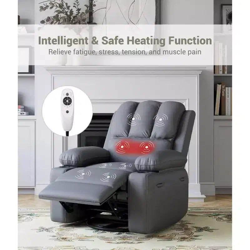 Oversized Recliner Chairs with Heat and Massage - 360 Swivel Lazy Recliner Chair for Adults Holder for Living Rooms, Bedrooms and Nurseries