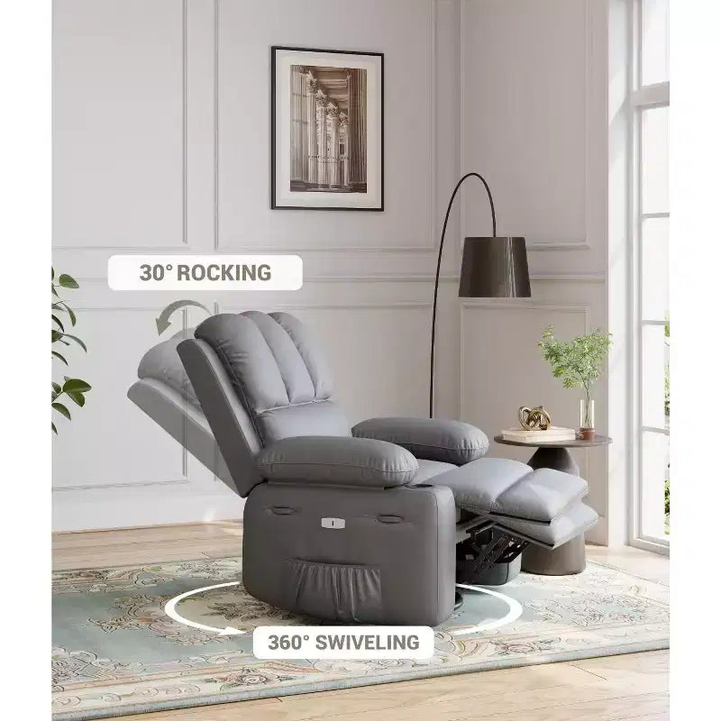 Oversized Recliner Chairs with Heat and Massage - 360 Swivel Lazy Recliner Chair for Adults Holder for Living Rooms, Bedrooms and Nurseries