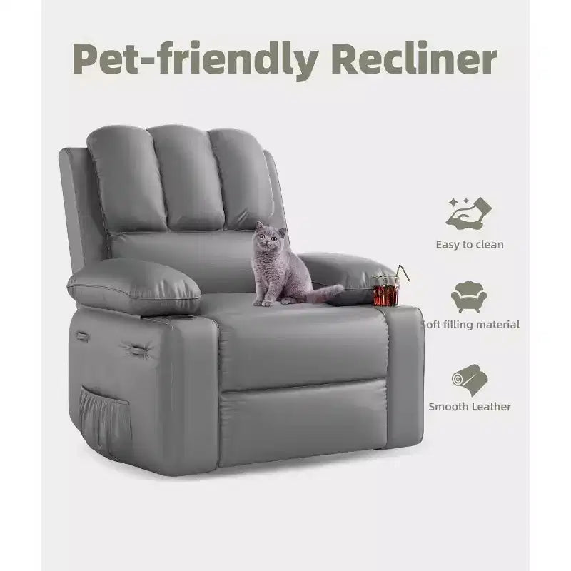 Oversized Recliner Chairs with Heat and Massage - 360 Swivel Lazy Recliner Chair for Adults Holder for Living Rooms, Bedrooms and Nurseries