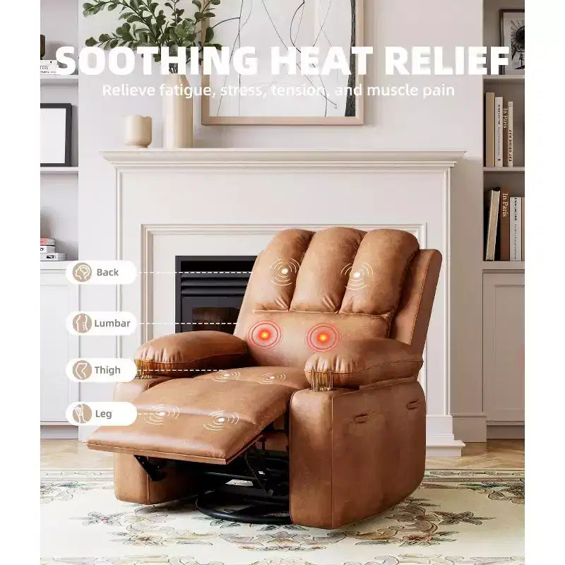 Oversized Recliner Chairs with Heat and Massage - 360 Swivel Lazy Recliner Chair for Adults Holder for Living Rooms, Bedrooms and Nurseries